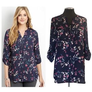 Maurices Navy Floral Blouse